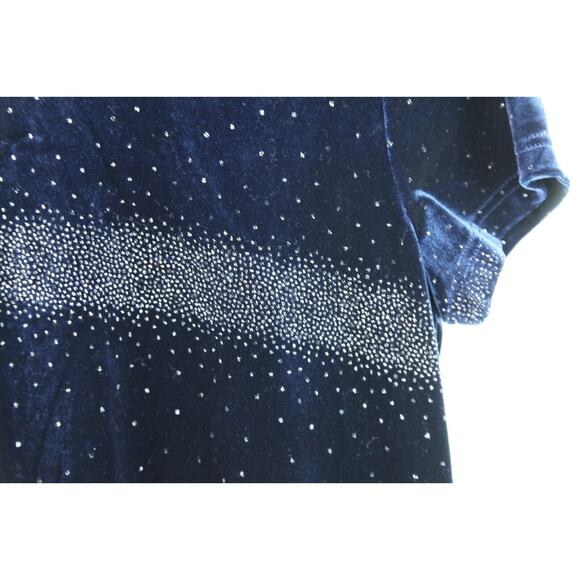 Vintage 90s Y2K Navy Blue Velour Glitter Maxi Dress Whimsigoth Fairy Grunge 14 - Picture 5 of 11